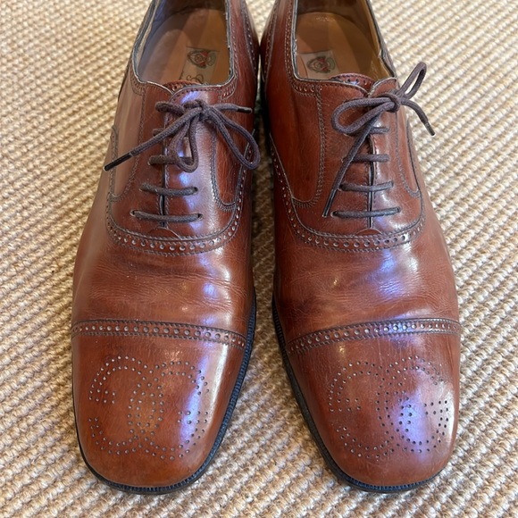 Vintage Men’s Gucci Light Brown Leather Oxford Shoe - Logo on Toe - Picture 4 of 12